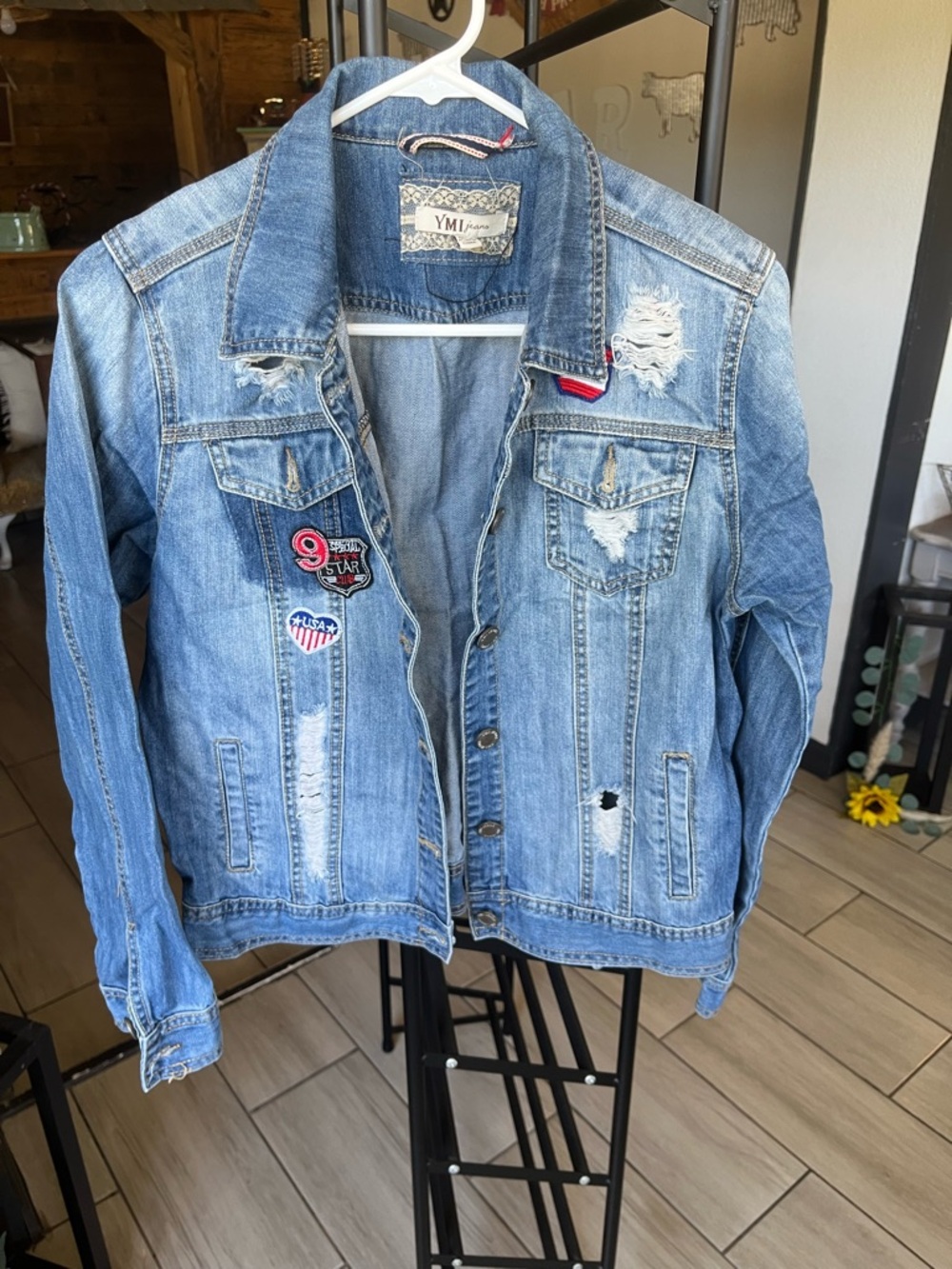 YMI Blue Lace-Trim Denim Jacket